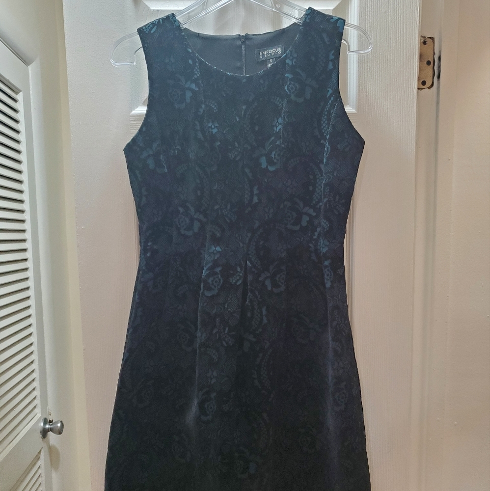 Green and Black Velvet Cocktail Dress